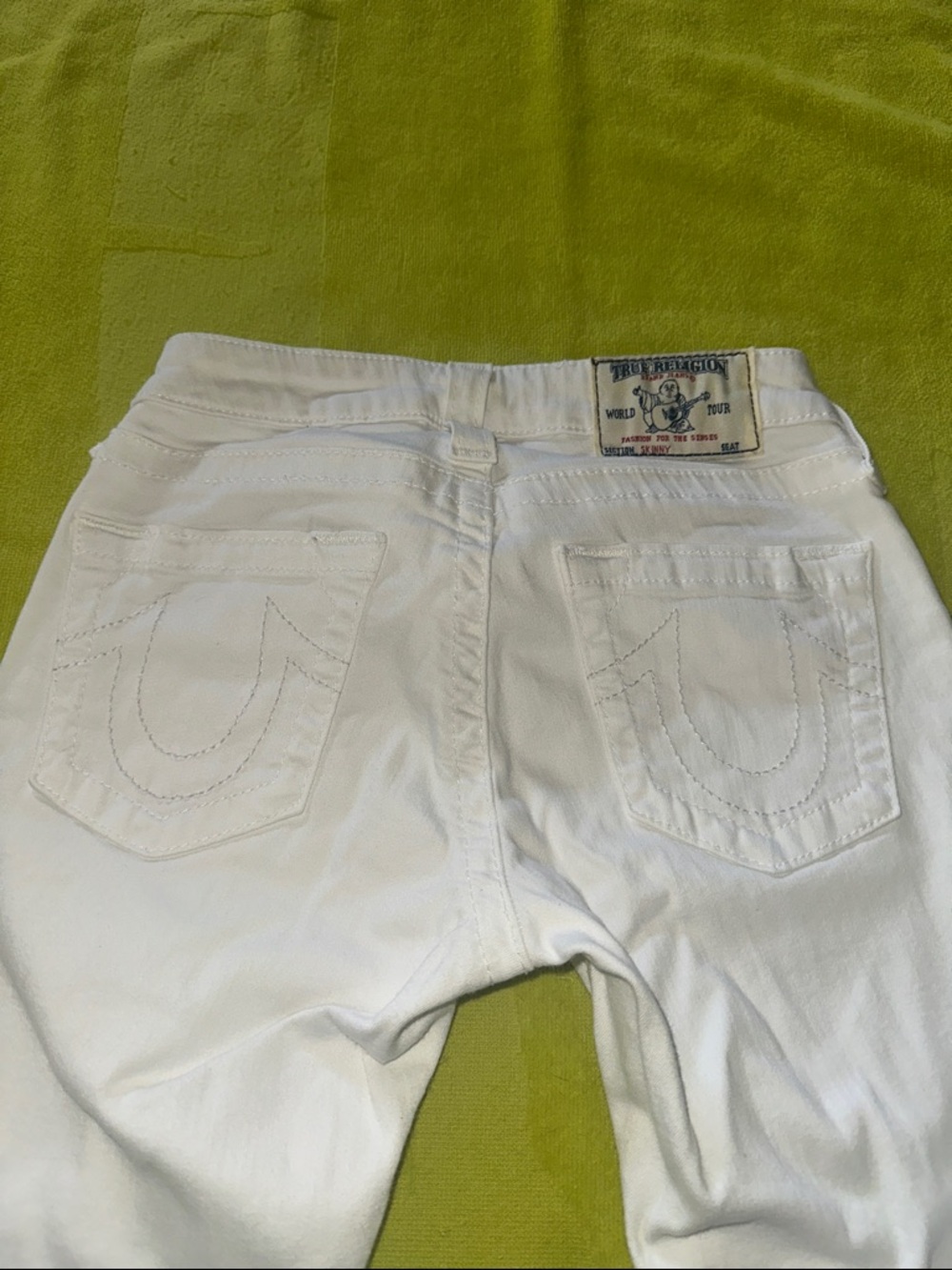 True Religion White Back-Pocket Denim Jeans